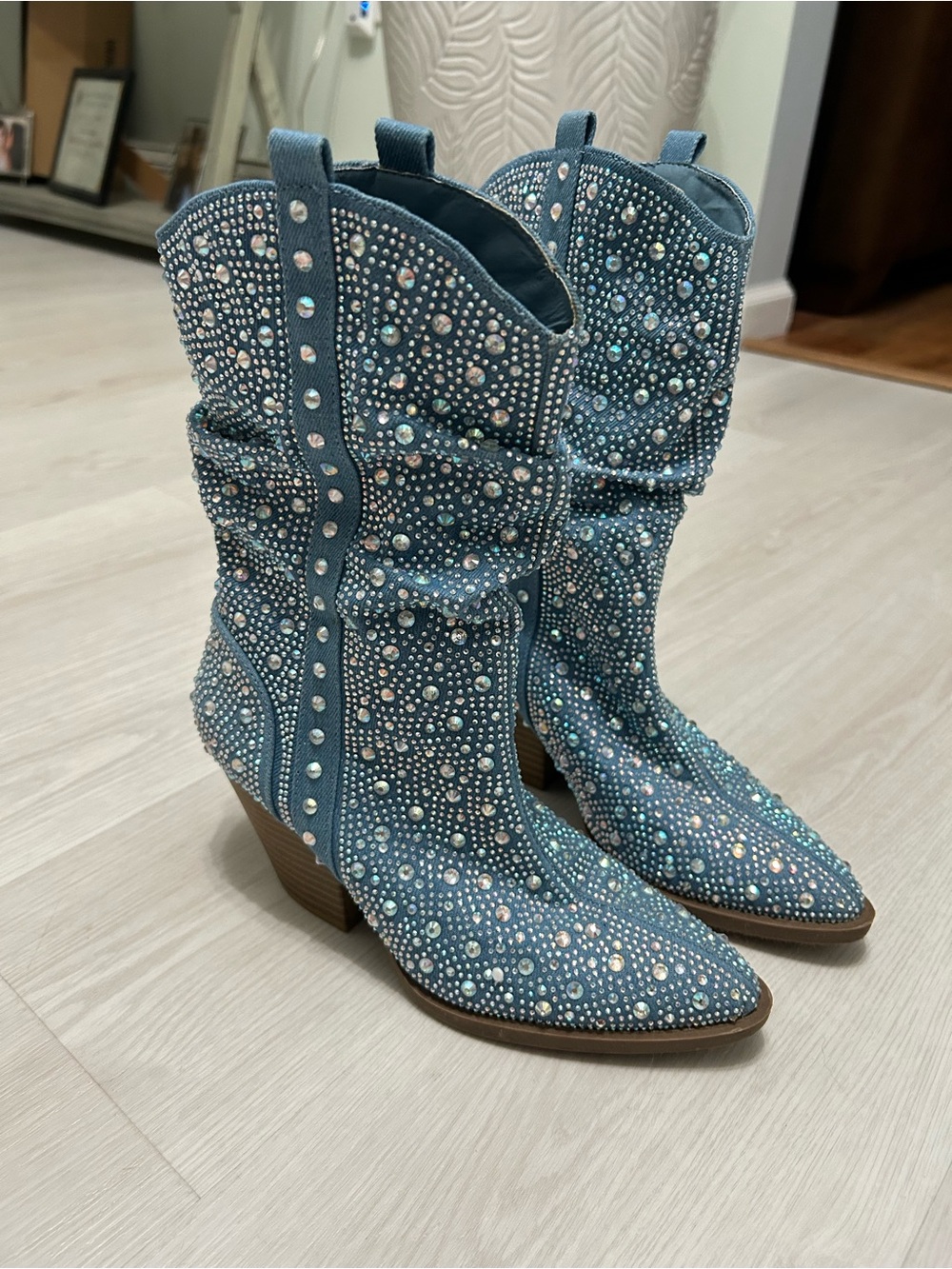 Rhinestone Denim Cowgirl/Cowboy Boots